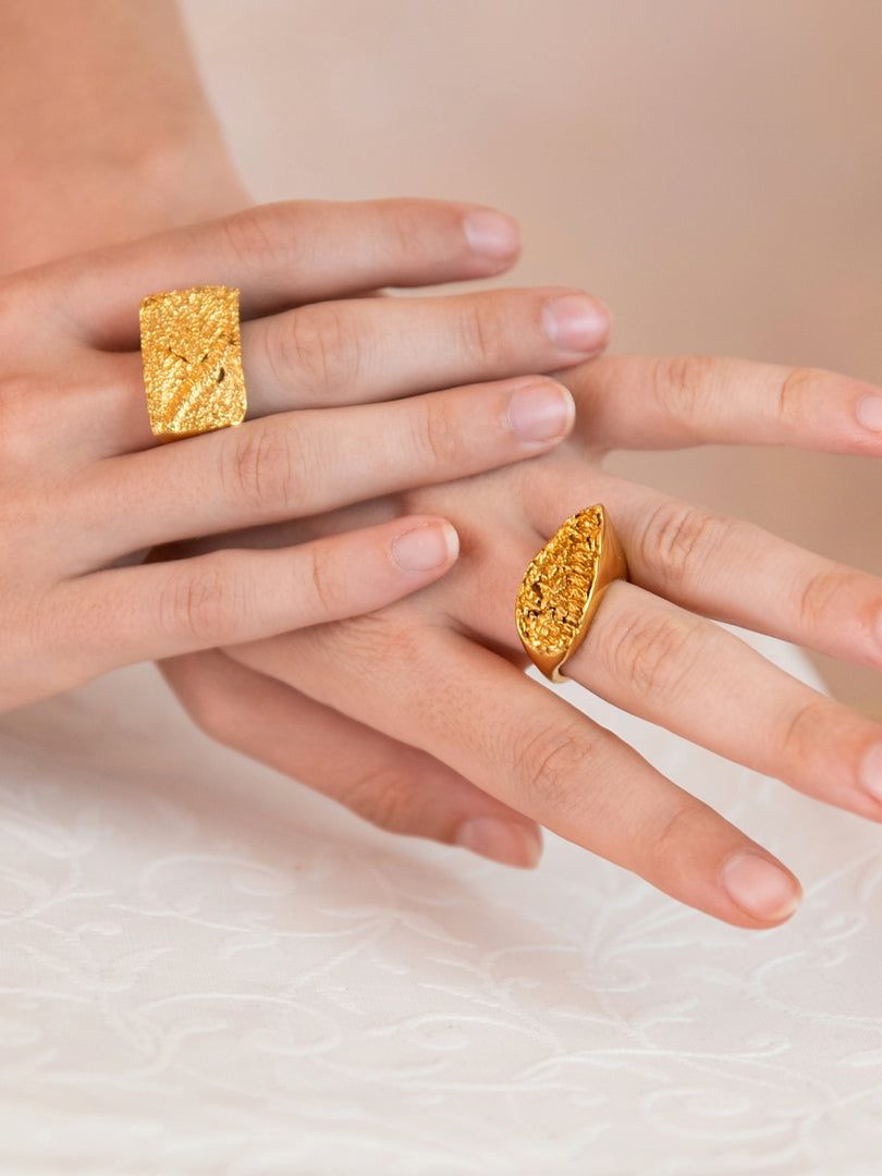 Gold Square textile Ring