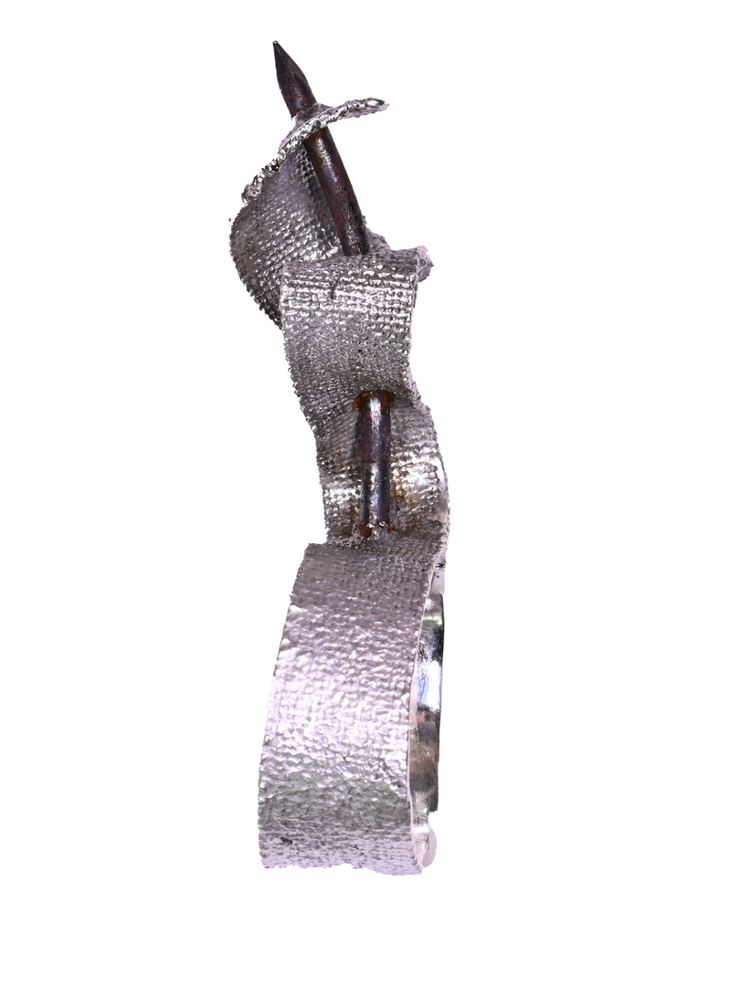 Nail In Silver Textile Ring