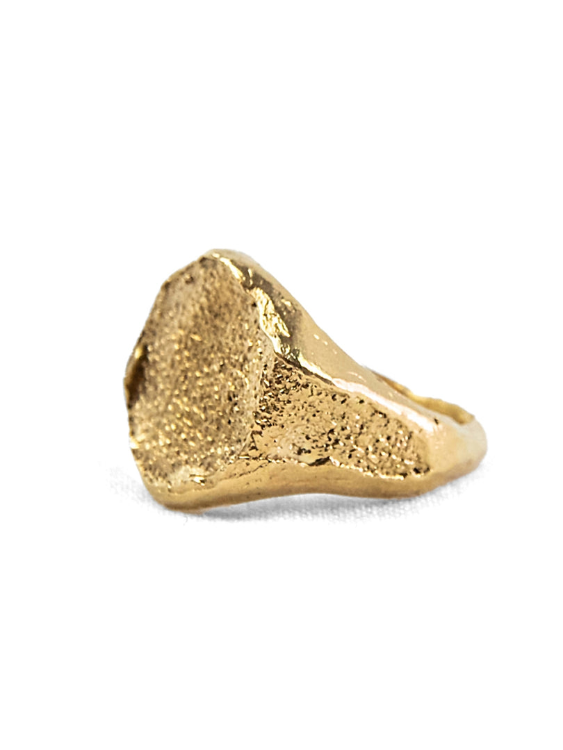 Gold Textile Signet Ring