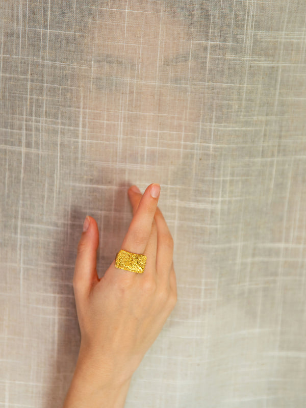 Gold Square textile Ring