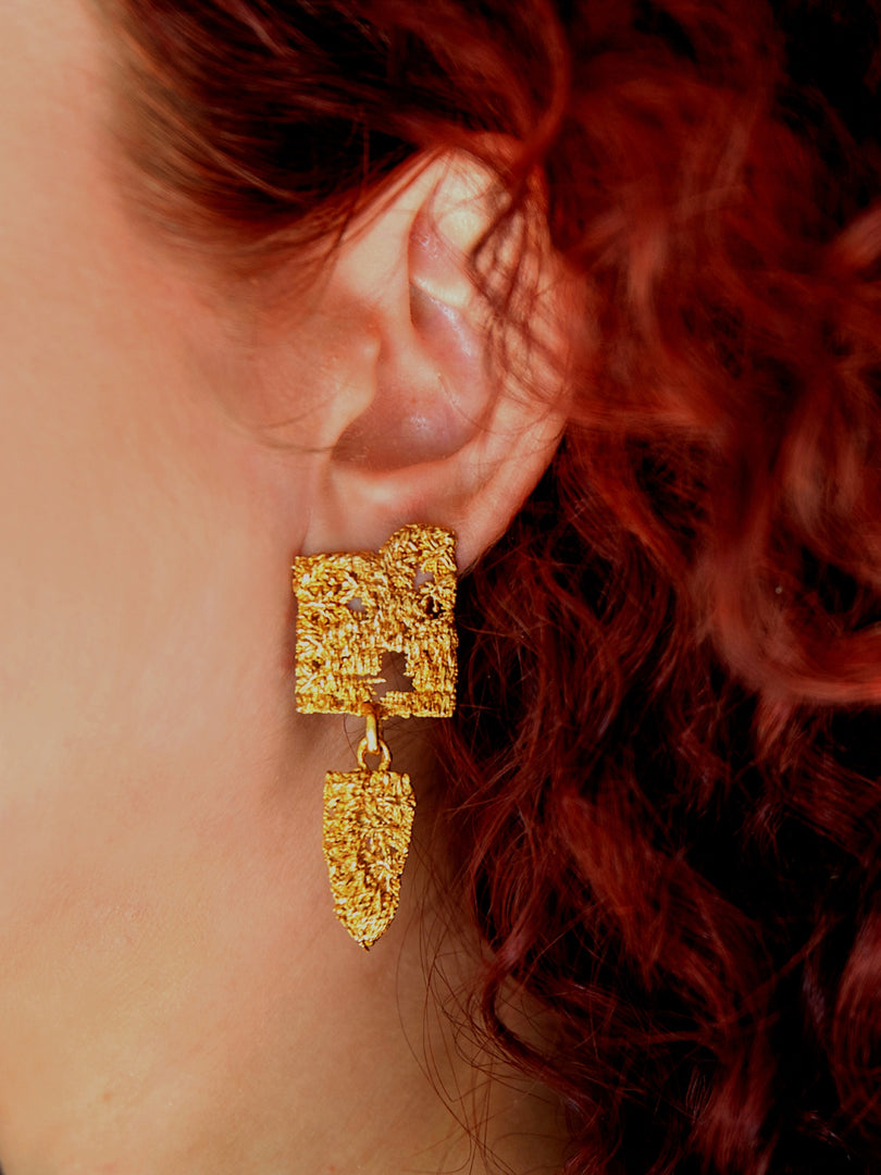 Gold Textile Earrings