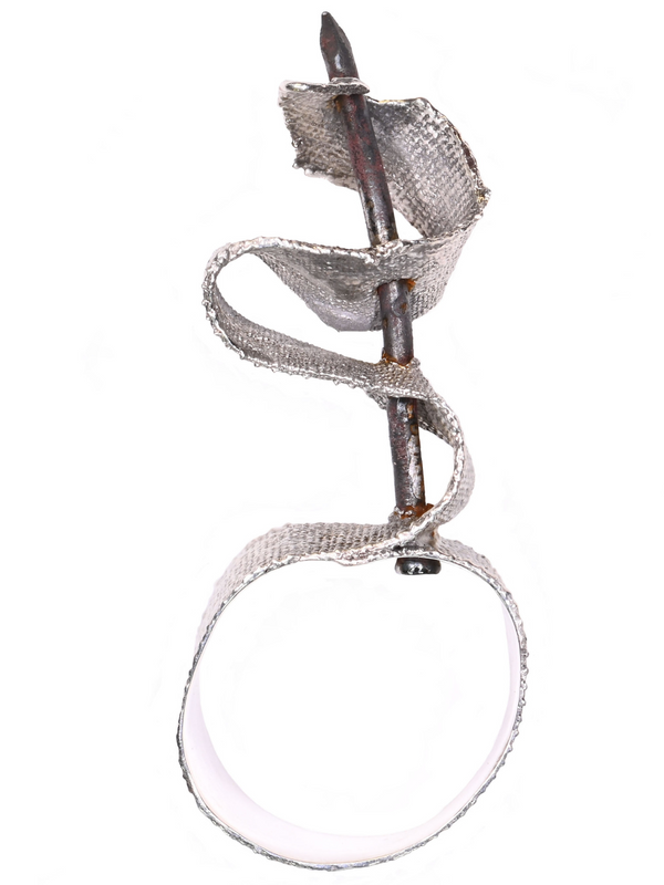 Nail In Silver Textile Ring